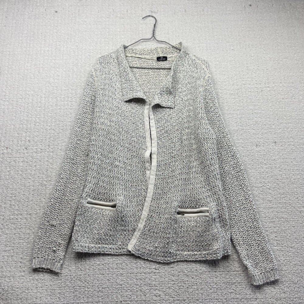 Barbara Lebek Cardigan Jacket Crochet Textured Knit Modern Wom 8 UK Off-White**
